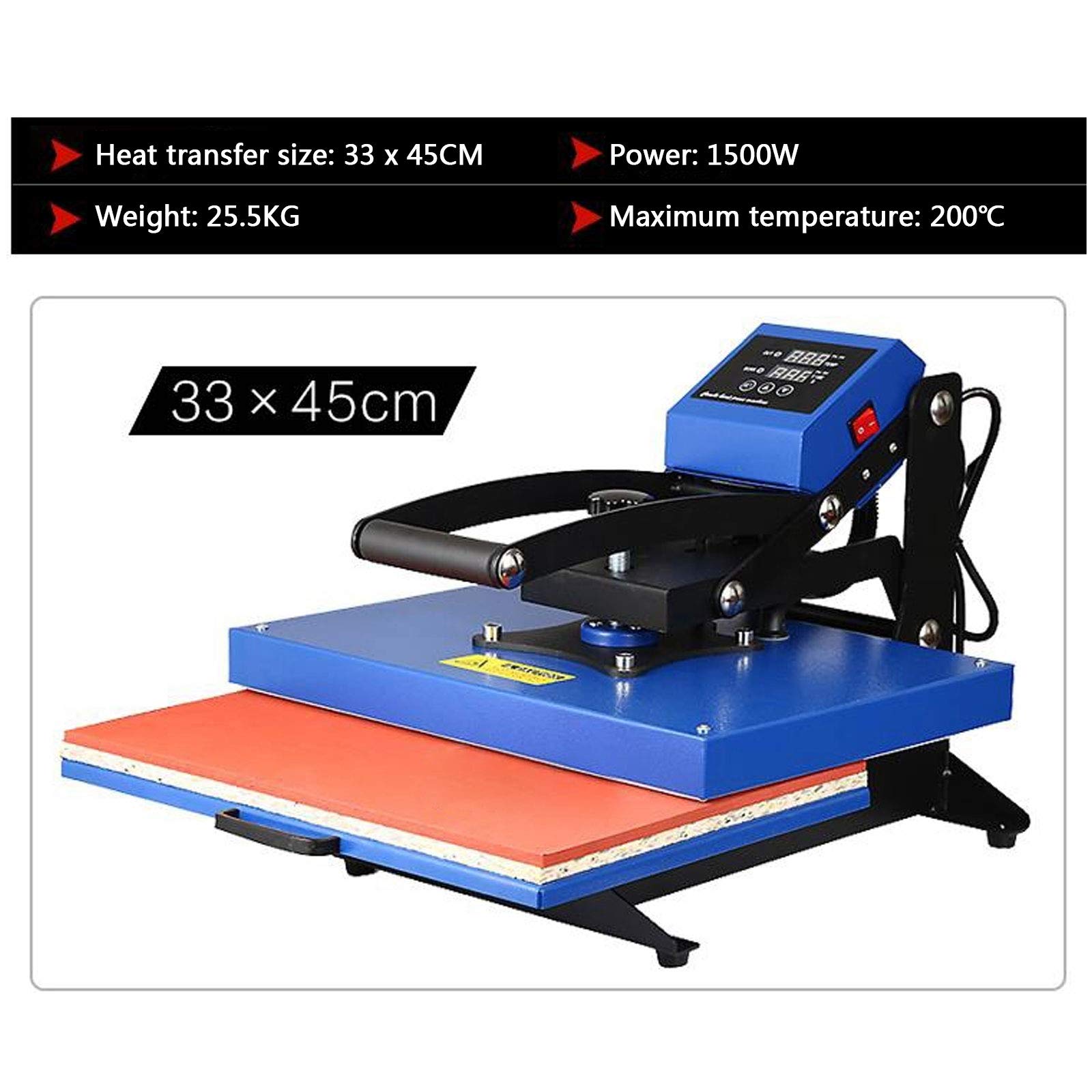 Máquina de Prensa de Calor Prensa de Calor 30x38 Cm Máquina de Transferencia de Calor con Giratorio de 360° y Fácil de Usar para Camiseta/Taza/Gorra, Aplicación Amplia