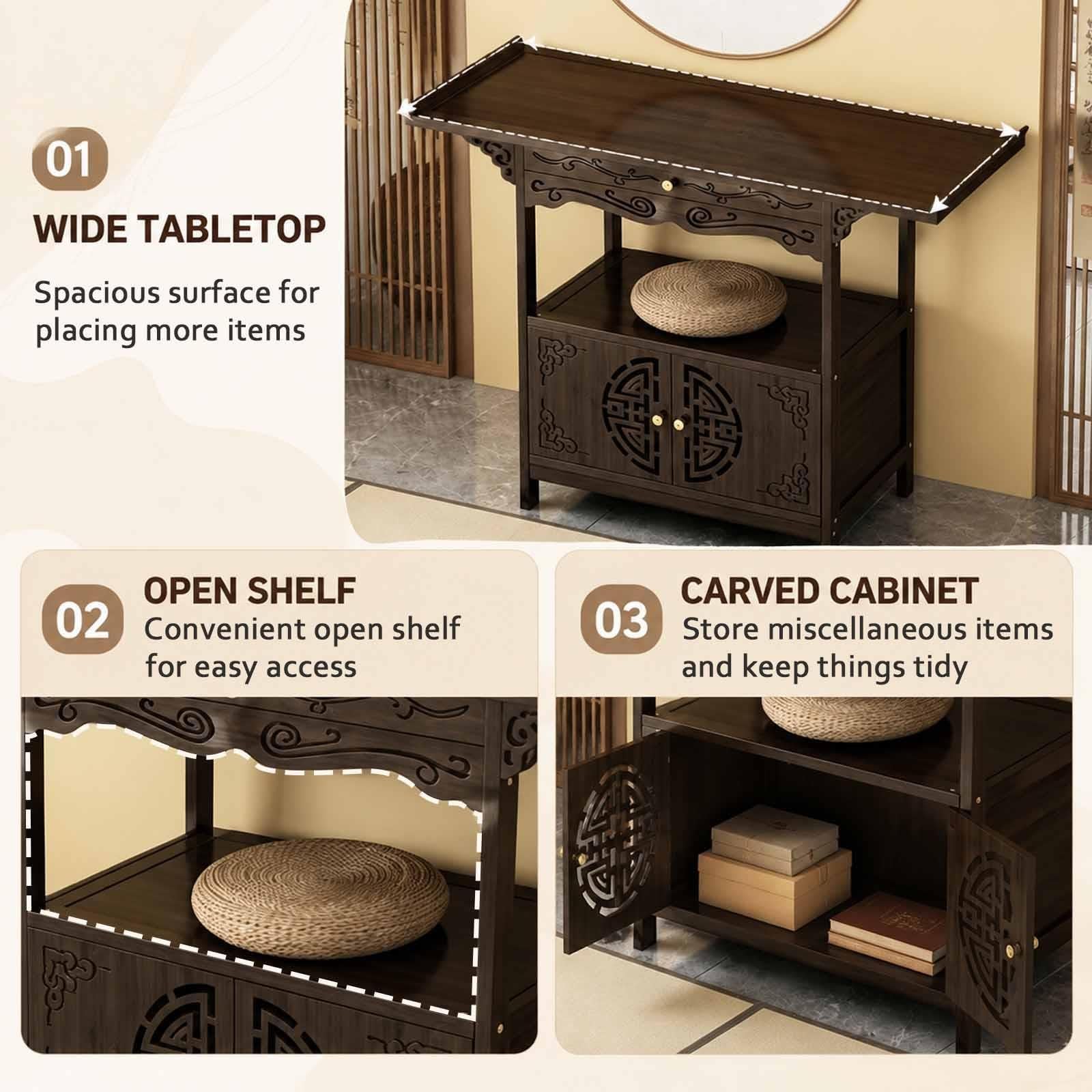 Altar Cabinet，Shrine Altar Table With Storage, Meditation Shrine Altar
