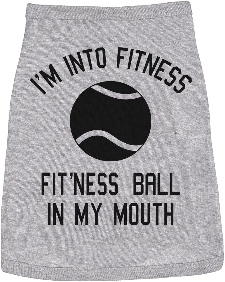 Dog Shirt Im Into Fitness Ball in My Mouth Funny Clothes for Small Breed Pup Heather Grey XXL