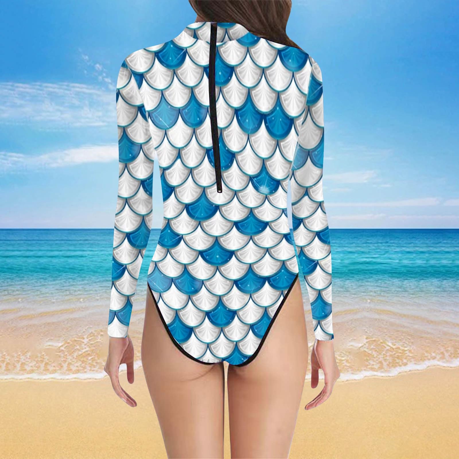 Costume da Bagno Donna, Elegante da con Stampa A Squame di Pesce, Combinazione Perfetta di Moda E Comfort, Tocco Morbido E Leggero