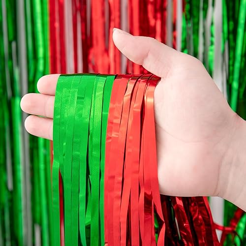 Miniatura 253 de Cortinas de fondo de flecos de papel de aluminio para fiestas, 3 piezas, 39.6 x 98.4 pulgadas, azul retro 48 Retro Azul,03 Rosa,04 Rosa