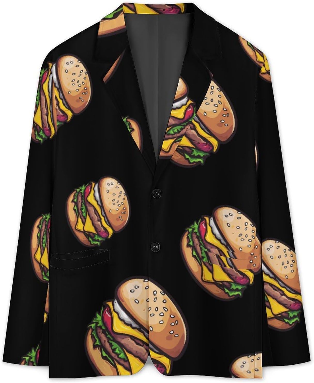 Cheeseburger Hamburger Burger Funny Food Mens Blazer Casual Sport Coats Two Button Suit Jacket for Travel Wedding