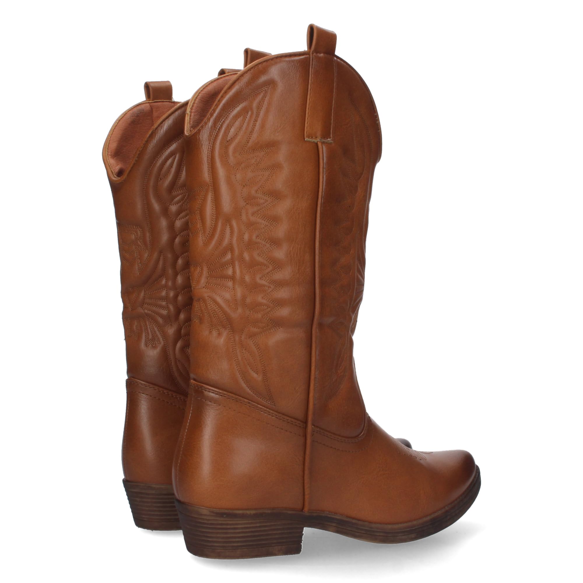 shoes&blues.es Bota de Tacon para Mujer, Comodos, con Bordado, Estilo Cowboy