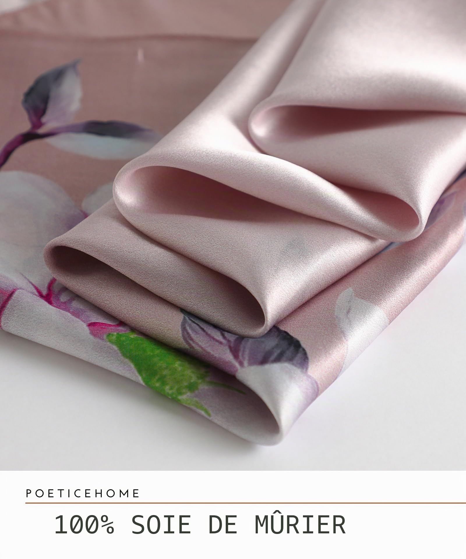 PoeticEHome Écharpe Longue en Soie de Mûrier 100% – Châle Foulard Femme | Emballage Cadeau (170x53cm)