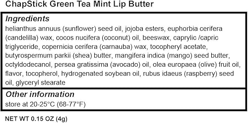 Miniatura 7 de ChapStick Té verde menta 100% ingredientes naturales Mantequilla labial, bálsamo labial hidratante - 0.15 onzas