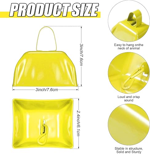 Miniatura 7 de 24 cencerros de metal con asa, campanas de vaca que hacen ruido para eventos deportivos, campanas de vaca pequeñas, campanas ruidosas, campanas de