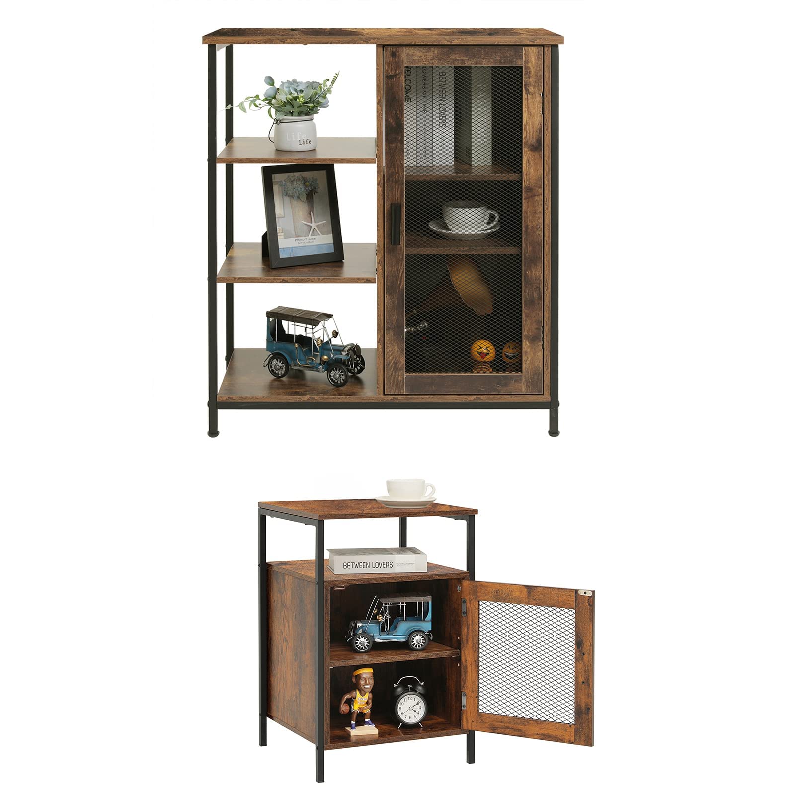 Buy usikey Storage with Doors and Shelves & Nightstand with