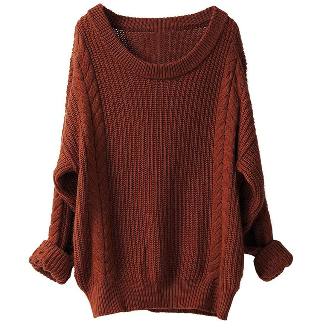 Vogrtcc Top da Donna in Maglione Pullover Lavorato A Maglia Girocollo Oversize A Maniche Lunghe