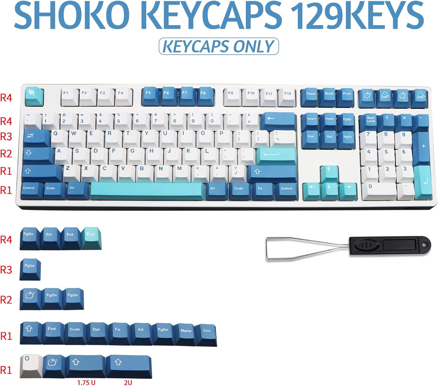 MOLGRIA Shoko Keycaps, 129 Set PBT Keycaps for Gaming Keyboard, Cherry Profile Dye Sublimation Keycaps with Puller for Gateron Kailh Cherry MX 104/87/74/61 60 Keyboard