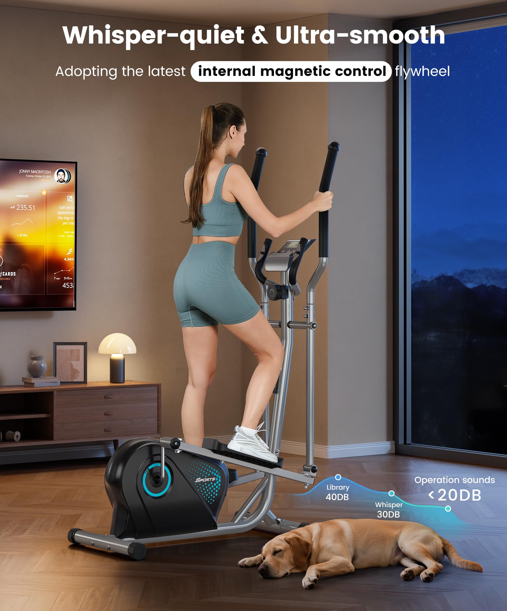 Dripex Velo Elliptique pour Maison, Vélo Elliptique Silencieux avec Volant d’Inertie 6 kg, 16 Niveaux de Résistance Réglables, Capteur de Pouls et Écran LCD, Appareil de Fitness Cardio