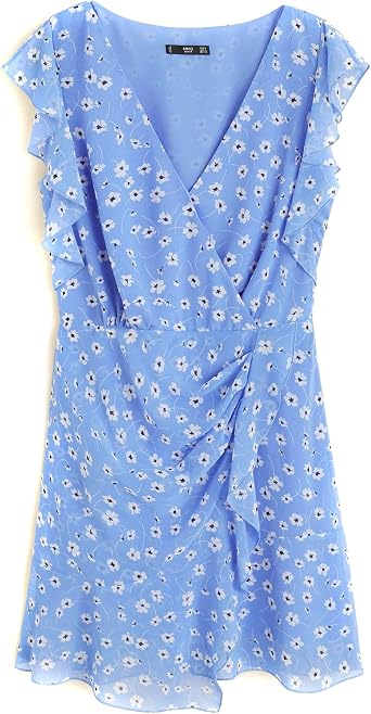 MANGO 53090622 Vestido de Gasa con Flores para Mujer - Azul - Medium:  Amazon.es: Ropa