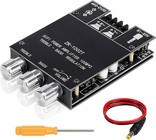 Miniatura 1 de ZK-1002T Bluetooth 5.0 Amplificador Estéreo, 200W HiFi 2.0 Canal Mini Módulo Amplificador de Audio con Control de agudos y graves, Entrada AUX, DC