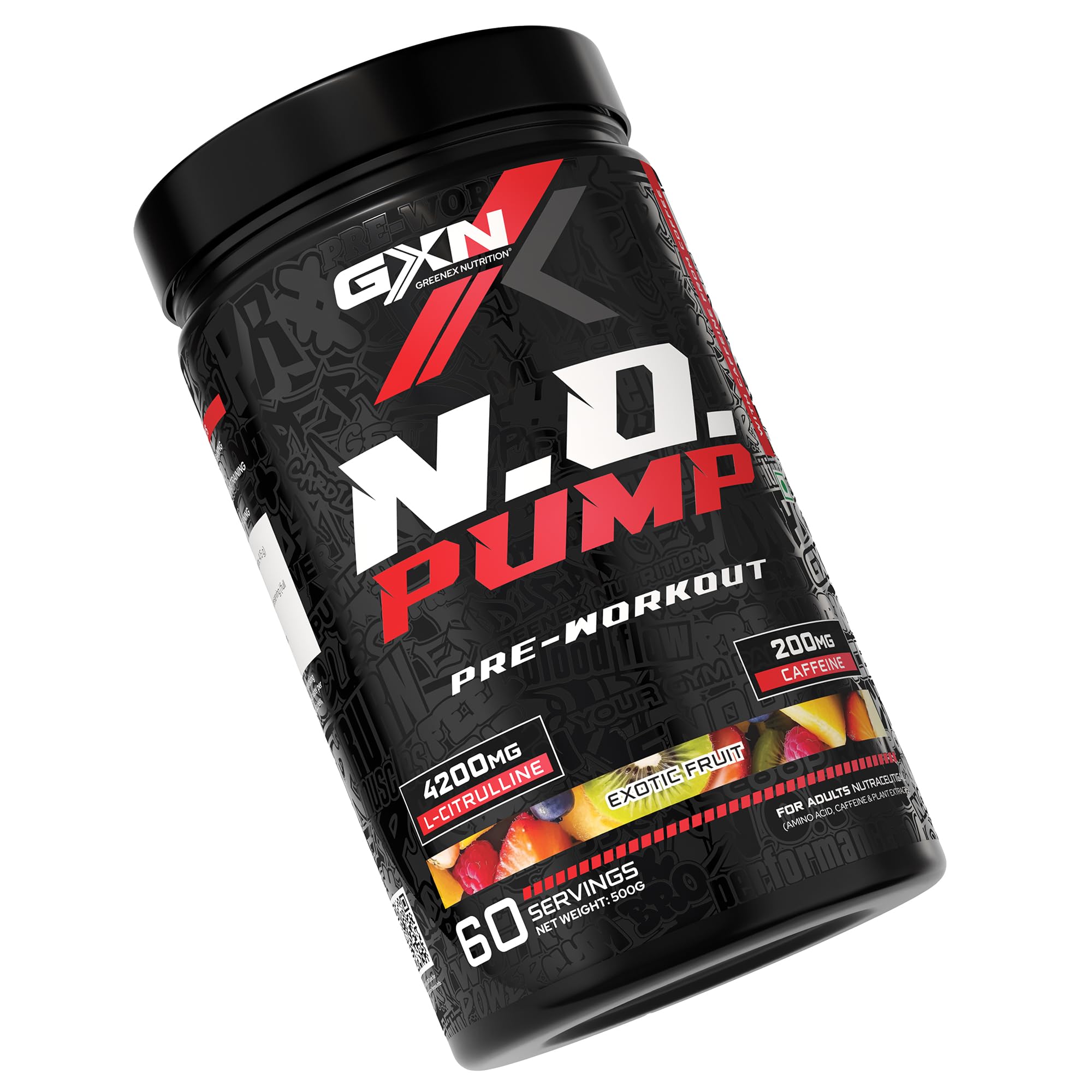 Greenex Nutrition (GXN) N.O. Pump 500g Pre Workout Supplement | 4000mg Beta Alanine, 2500mg L Citrulline & 250mg L Arginine | 60 Servings | Exotic Fruit | For Muscular Endurance 2