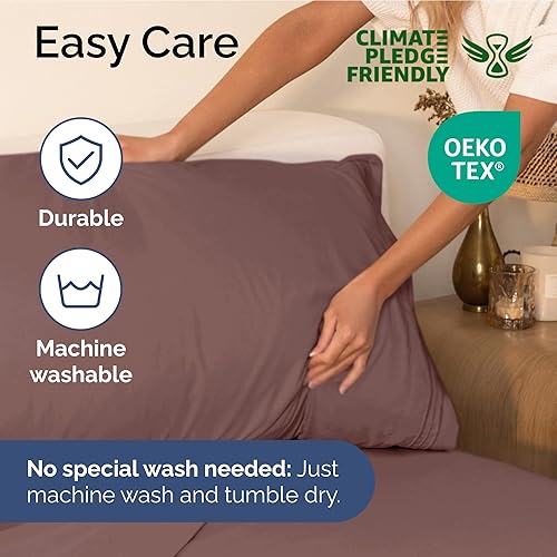 Vista 500 de Juego de sábanas de 4 piezas tamaño king, extrasuaves, transpirables y refrescantes con esquinas profundas, sábanas de fácil ajuste y sin arrugas