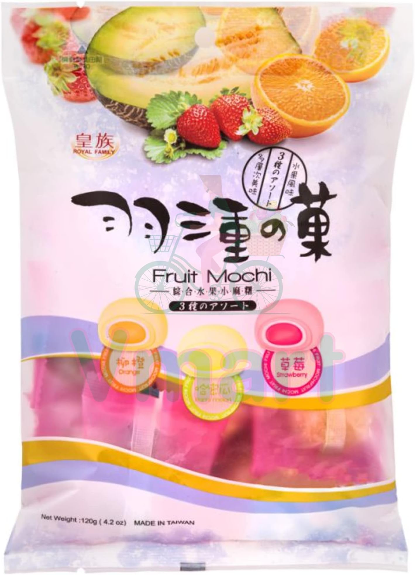 Royal Family Mochi Fruit Mix (Strawberry, Orange, Melon) 120g - Squishy Rice Cakes Japanese Food Snacks Sweets Treats