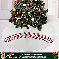 Vista 6 de Falda de árbol de Navidad con estampado de béisbol deportivo, adornos rústicos de Navidad, decoración de fiestas de vacaciones, 36 pulgadas