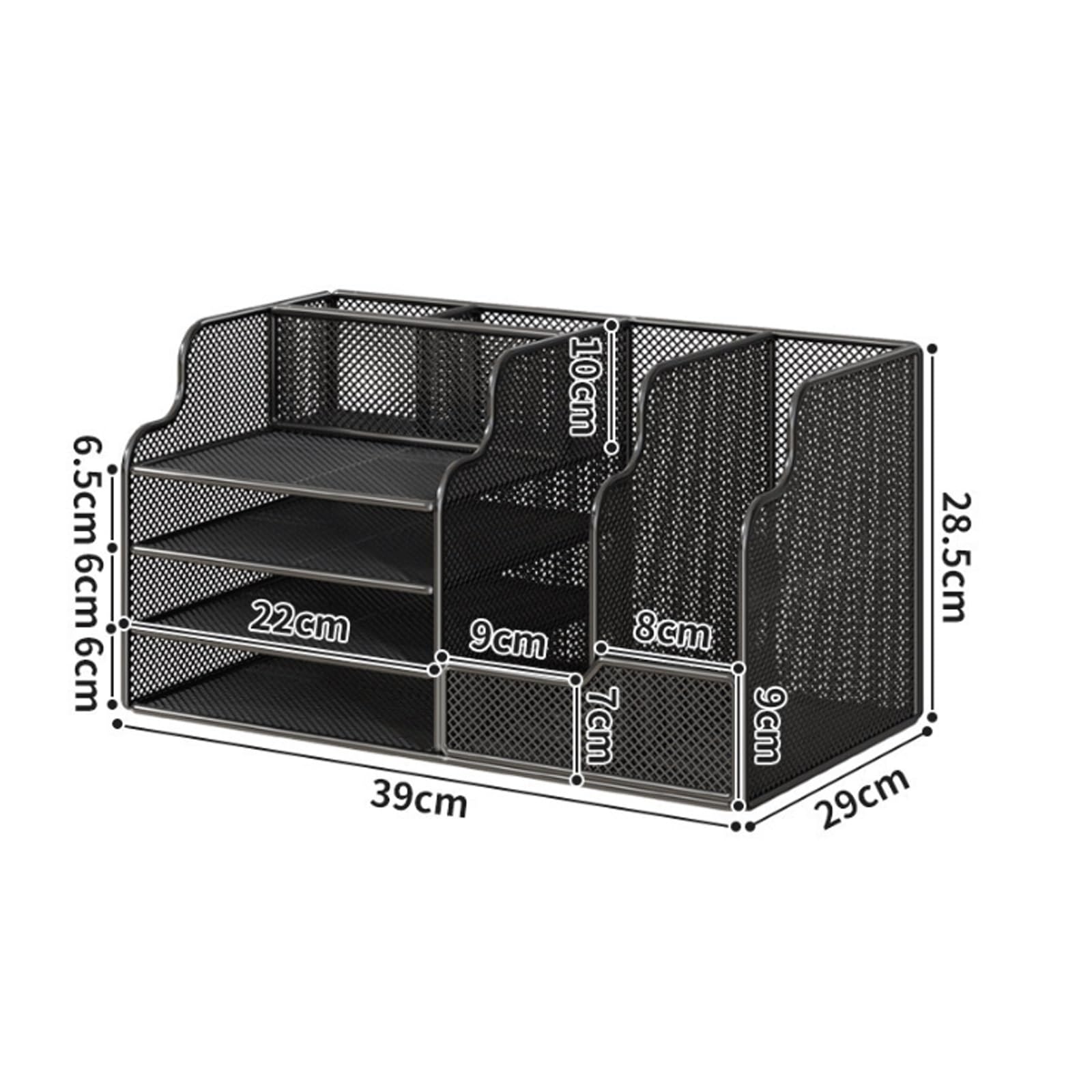 Organizador de escritorio de malla con soporte vertical para archivos, Organizador de Bandeja con revistero para el almacenamiento de artículos de oficina y documentos(White)