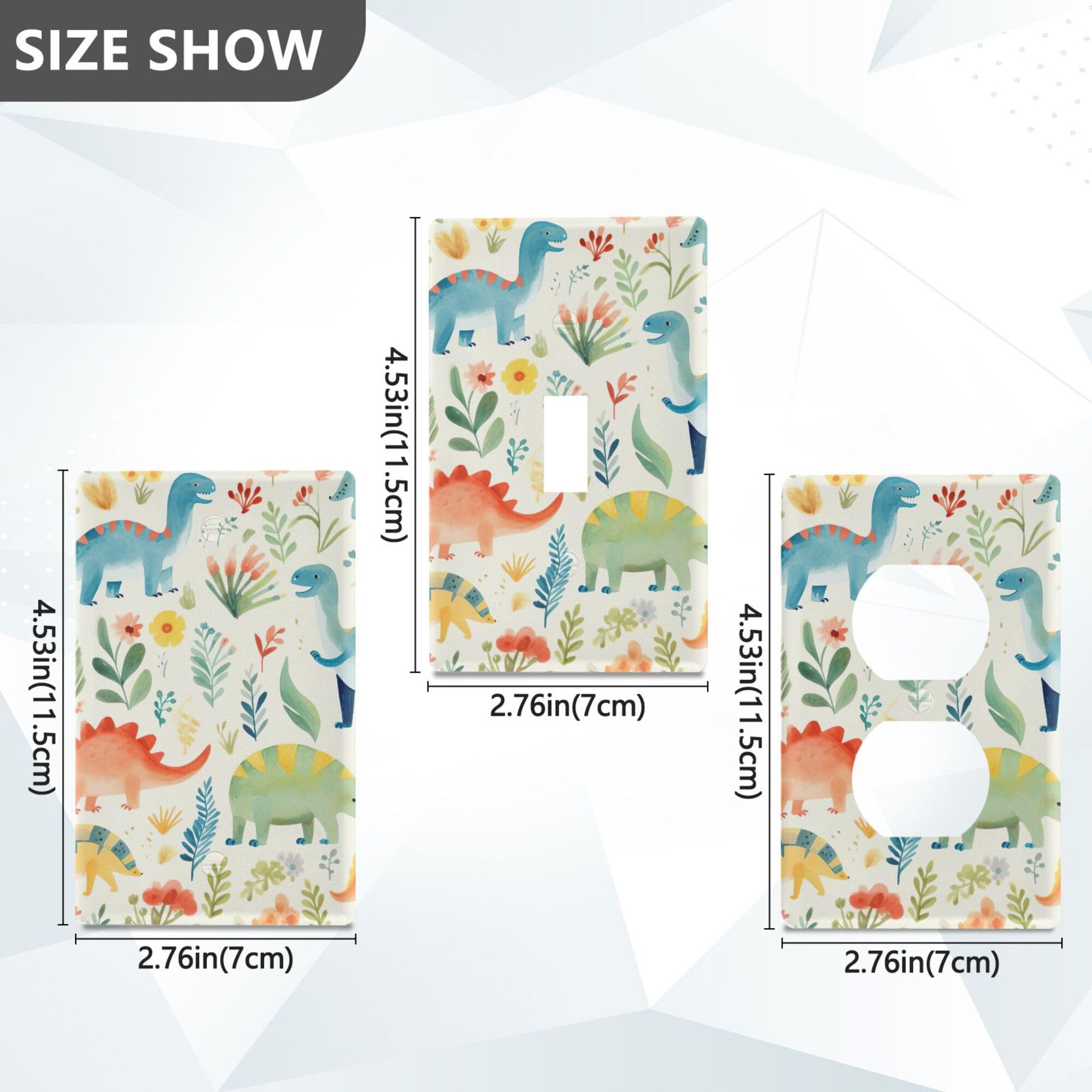 xigua Duplex Outlets Wallplate Cartoon Dinosaur Switch Wall Plate Cover,Decorative Outlet Cover Switch Cover for Home Office Bedroom 4.53