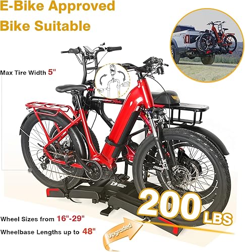Miniatura 3 de Eco Pro - Soporte mejorado para bicicletas eléctricas de 200 libras con rampa para 2 bicicletas eléctricas, soporte para bicicletas eléctricas para