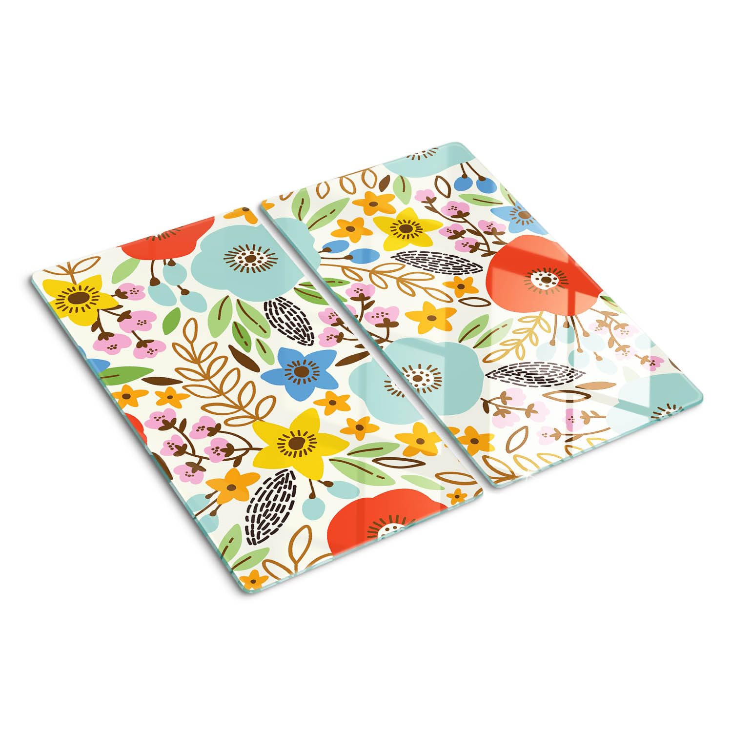 Planche à découper en verre trempé 2x30x52 cm motif roses