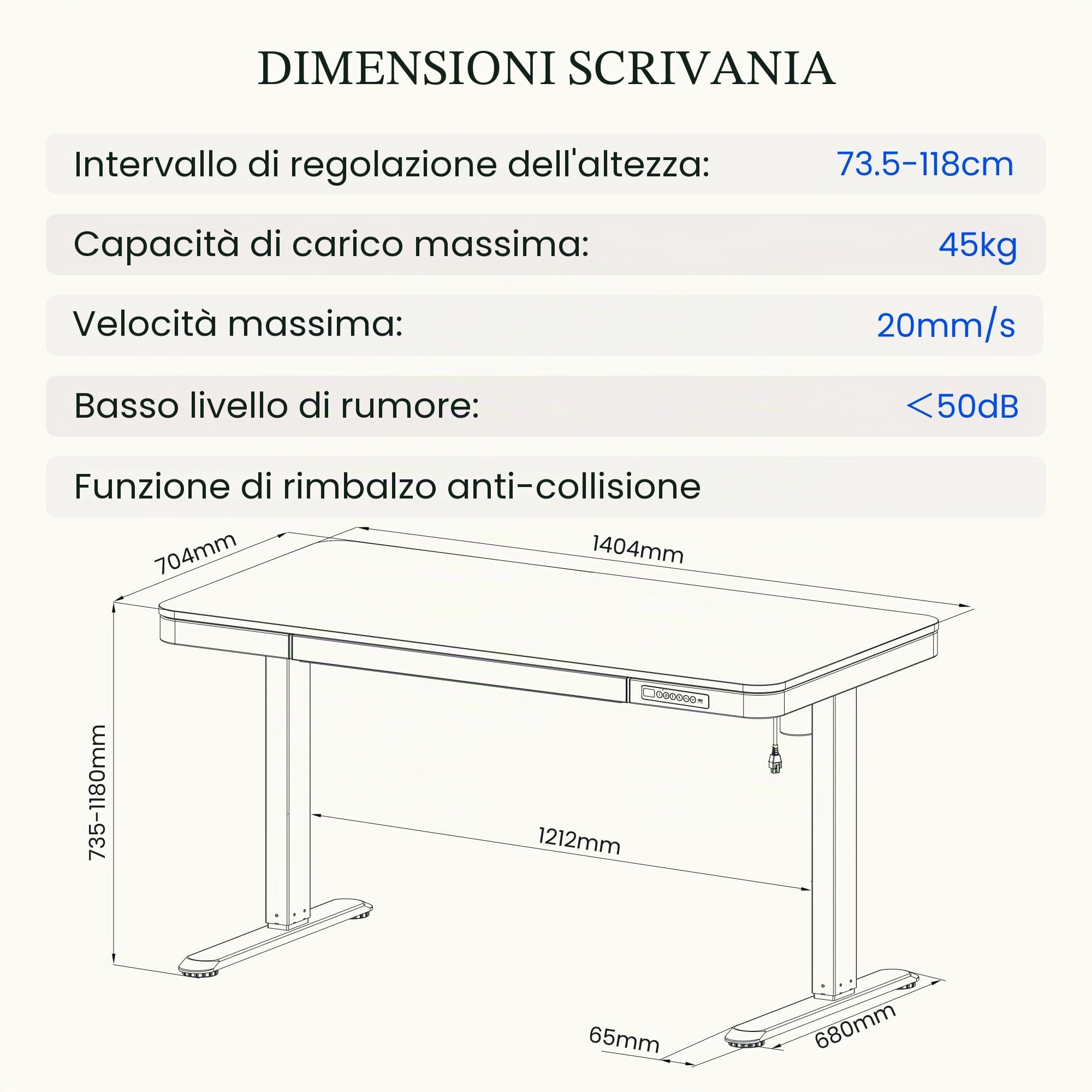 FLEXISPOT Scrivania elettrica regolabile in altezza con indicatore LED di altezza, funzione Memory e USB, scrivania elettrica con cassetto per ufficio domestico 140 x 70 cm (Bianco elegante)
