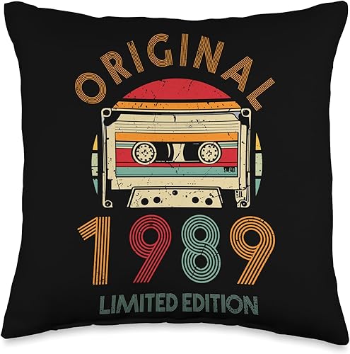 Retro Limited Edition 1989 Cassette Tape 35th Birthday Throw Pillow