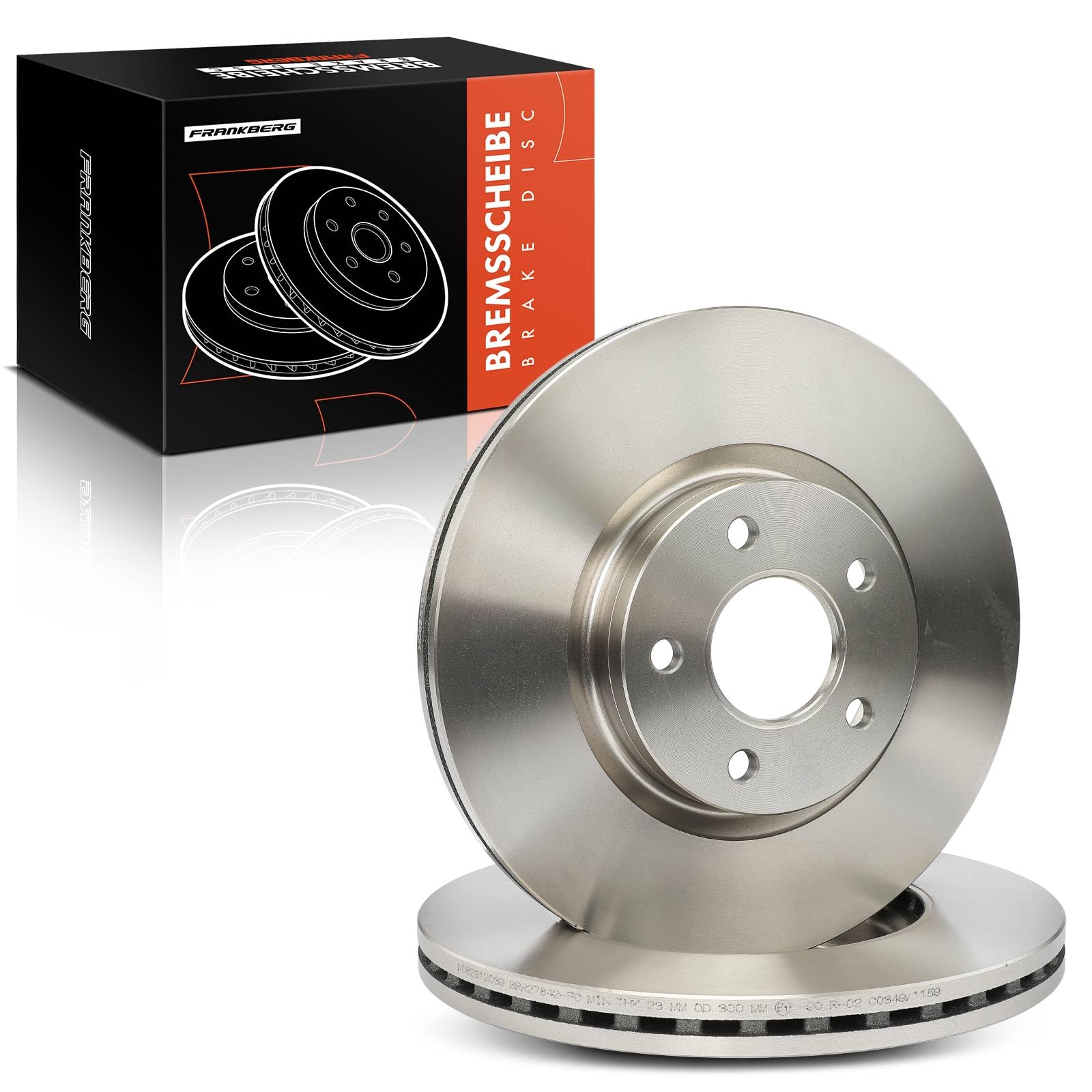 Frankberg Set di dischi freno incl. 2x Dischi Freno Anteriore Ventilato Diametro300mm Compatibile con K.u.g.a II DM2 Focus III Turnier K.u.g.a I Focus C-Max Replace# DV611125DA | Compatibile con: C-Max II DXA/CB7 DXA/CEU, V40 Cross Country 526, Transit Co