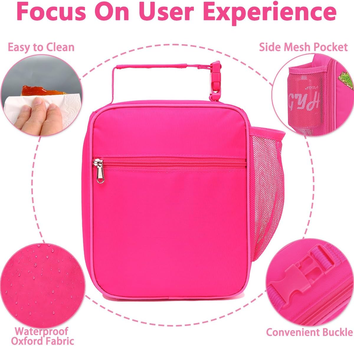 GYEUKHAM Insulated Lunch Bag for Women Girl Teen large Insulated Kid Lunch Bag,Large Reusable Cute Cooler Bag for School Work Picnic,Rose Red