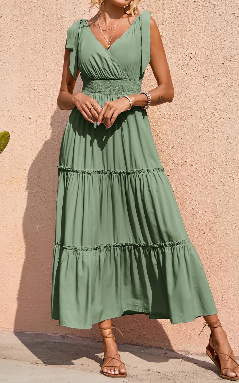 PRETTYGARDEN Tie Straps Summer Maxi Dress 2025 Moderne/ajusté Femme