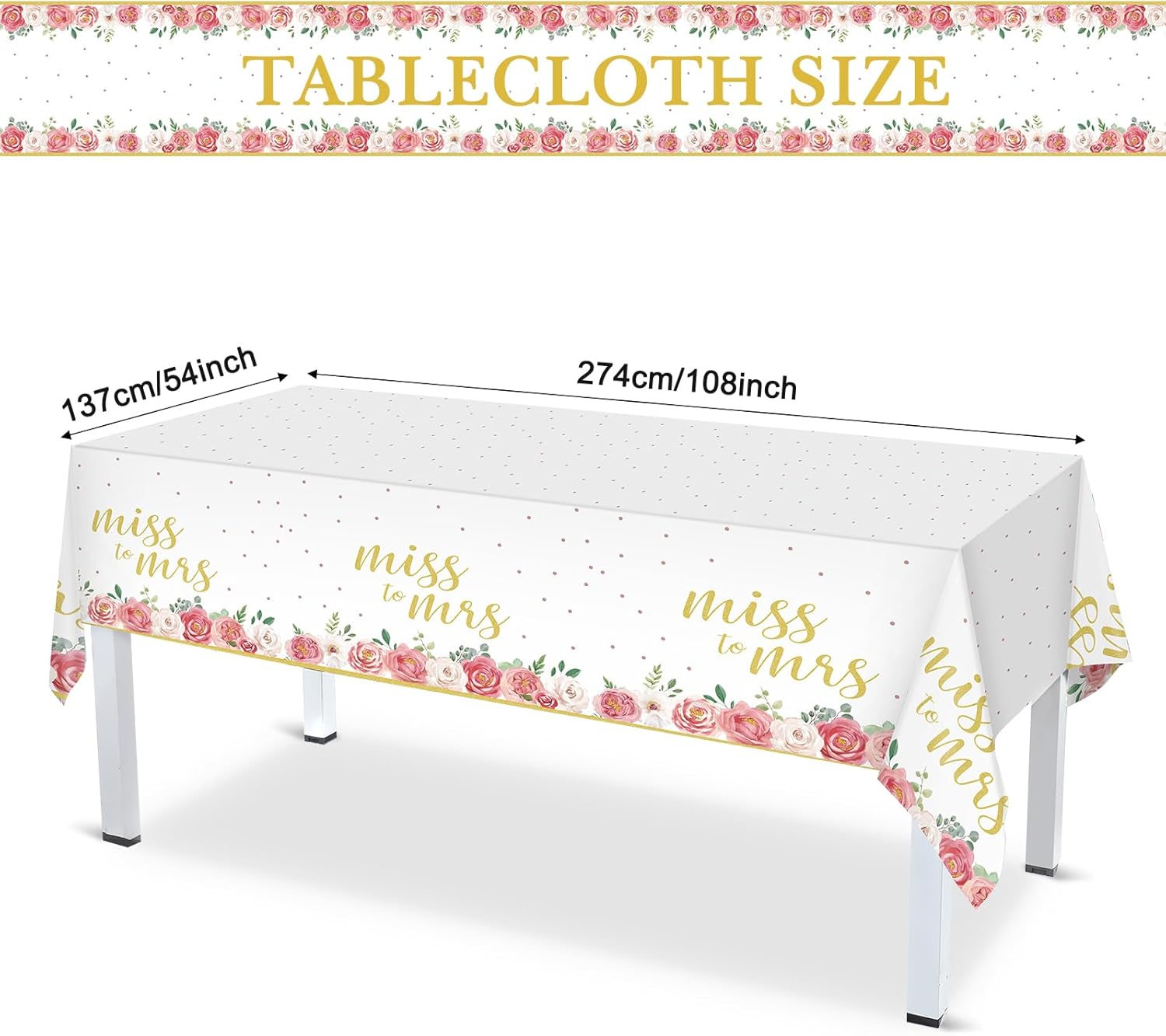 Zhehao 170 Pcs Bridal Shower Plates and Napkins Gold Miss to Mrs Floral Disposable Paper Tableware Set of 24 Includes Plates Napkins Cups Tablecloth Knife Fork for Wedding Bridal Shower Party Decor