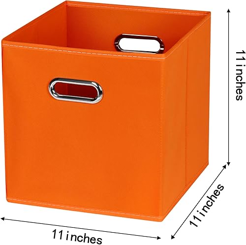 Vista 44 de Contenedores de almacenamiento de tela de tela, organizador de cubos de tela con asas dobles, cestas de almacenamiento plegables para el hogar