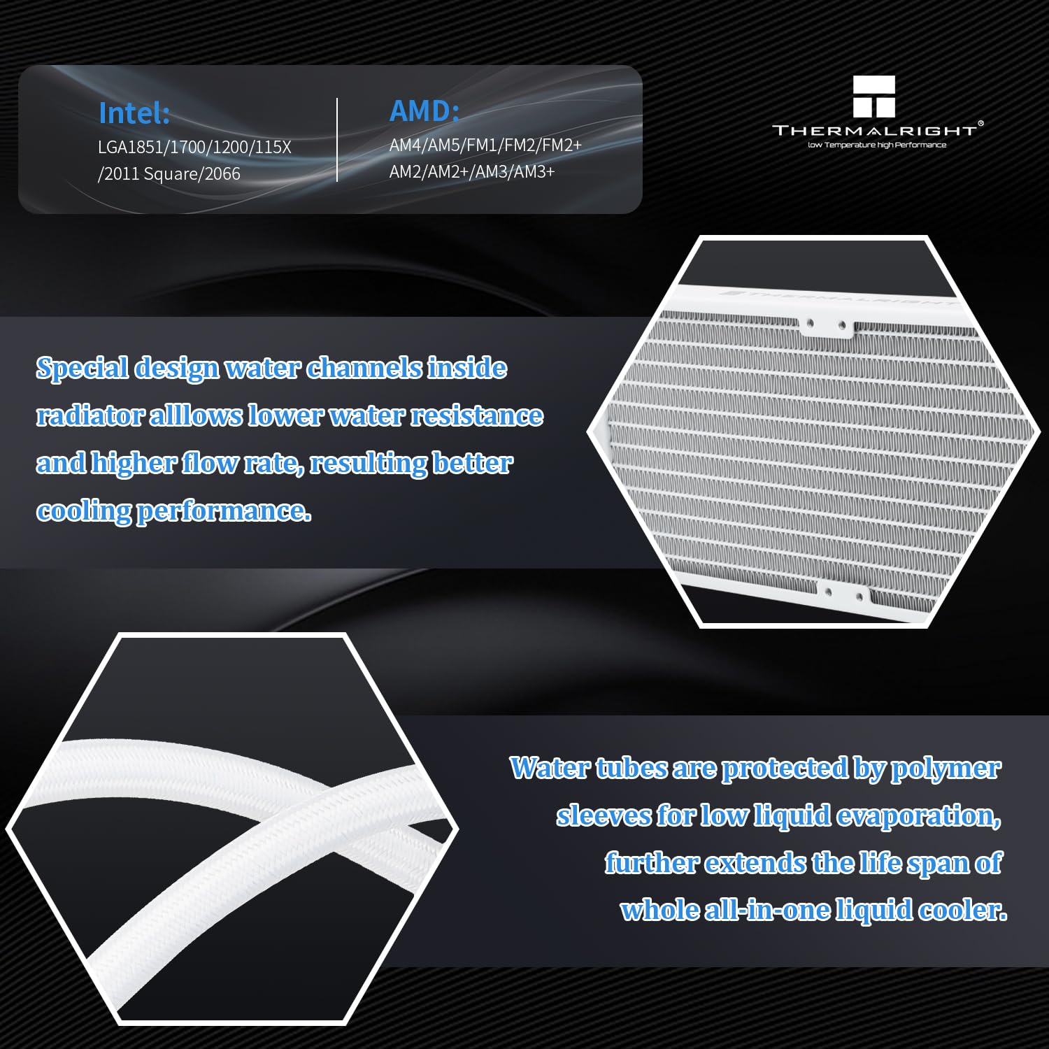 Thermalright Frozen Notte 240 White ARGB V2 Water Cooling CPU Cooler, 240 Specification CPU Liquid Cooler, Suitable for AMD:AM4/AM5, Intel LGA 1851/1700/115X/1200/2011