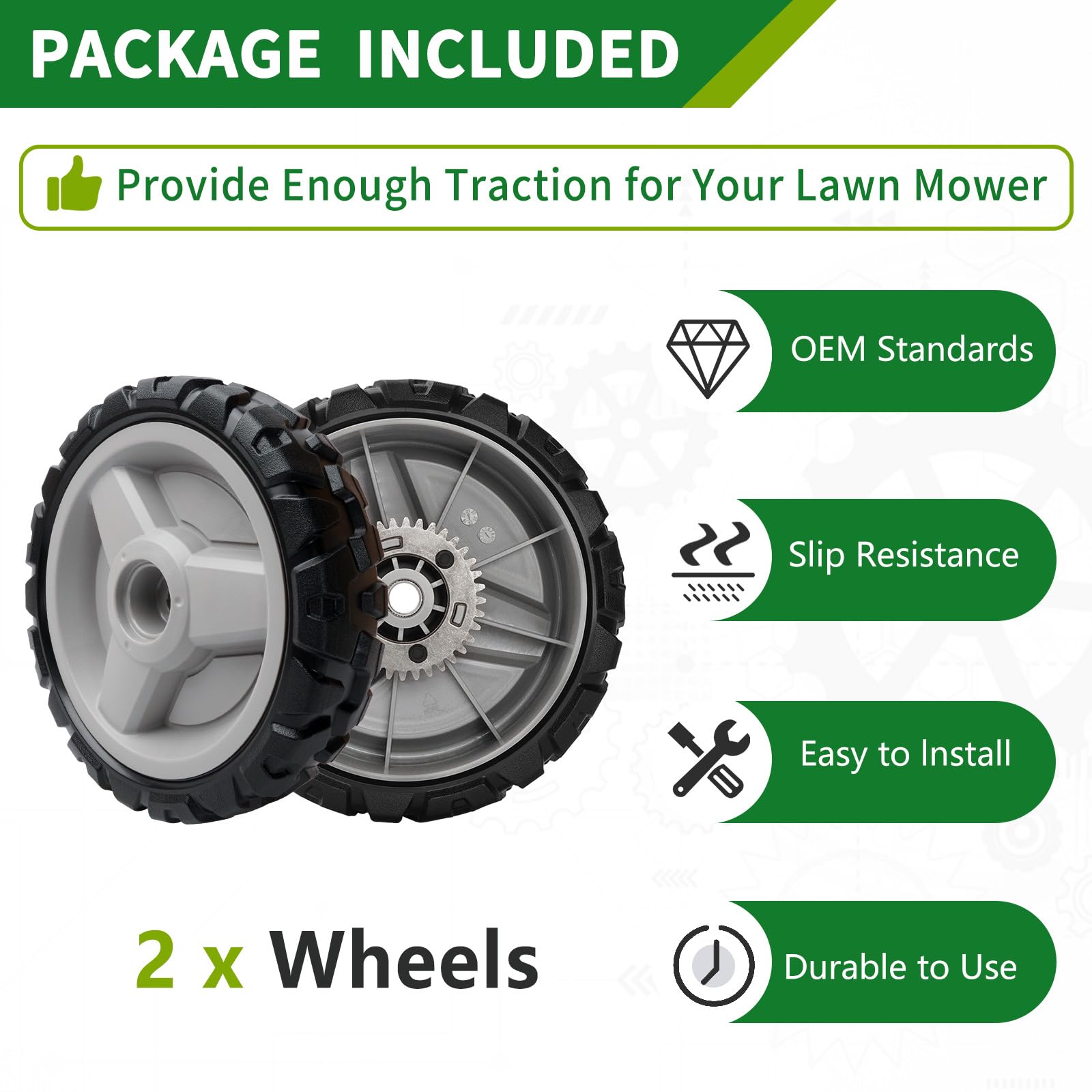 Paquete de 2 ruedas de transmisión para cortacésped Husqvarna 580365301 de 8 pulgadas