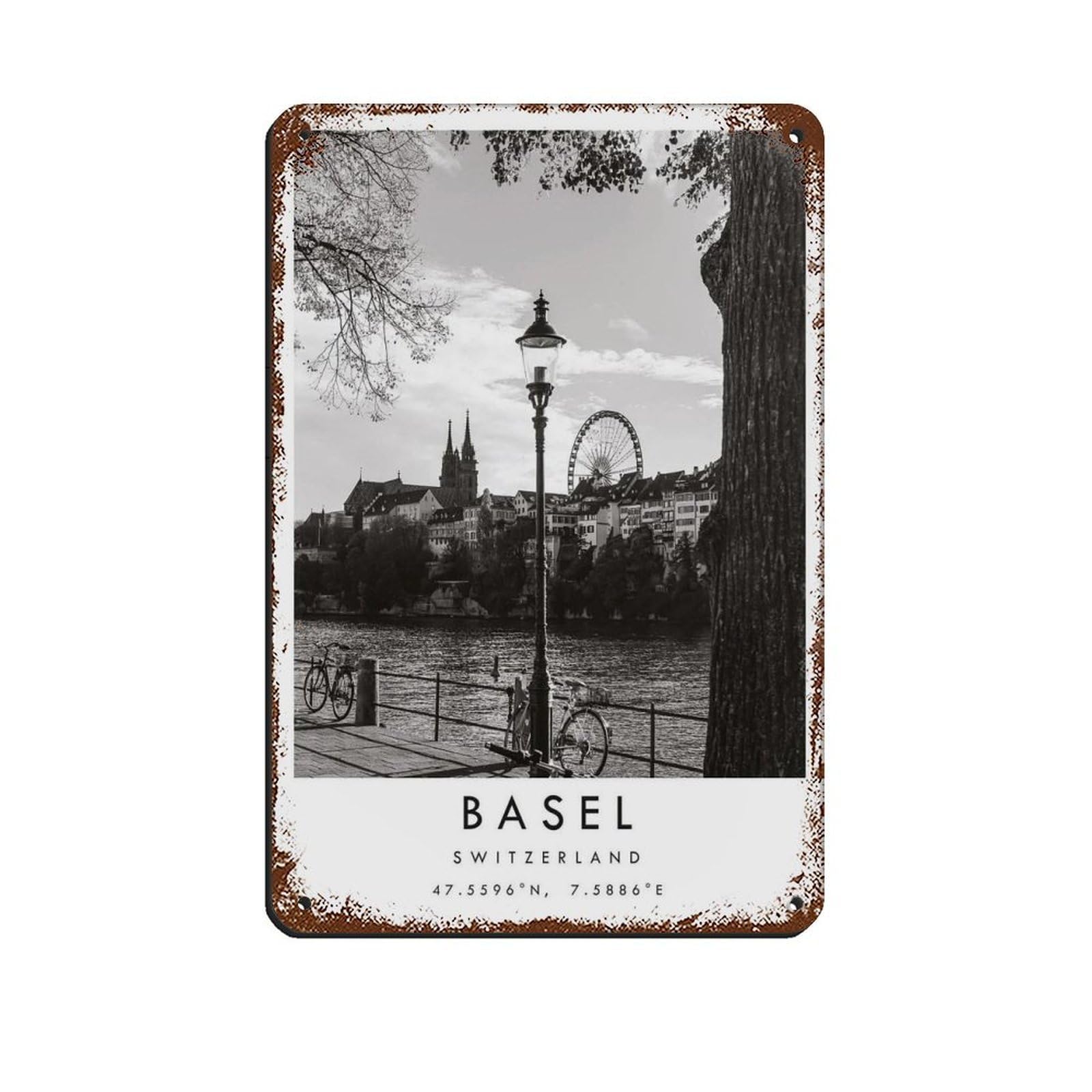 Basel Travel, Switzerland Poster (19) Tin Sign Vintage Metal Pub Club Cafe Bar Home Wall Art Decoration Poster Retro 8x12inch(20x30cm)
