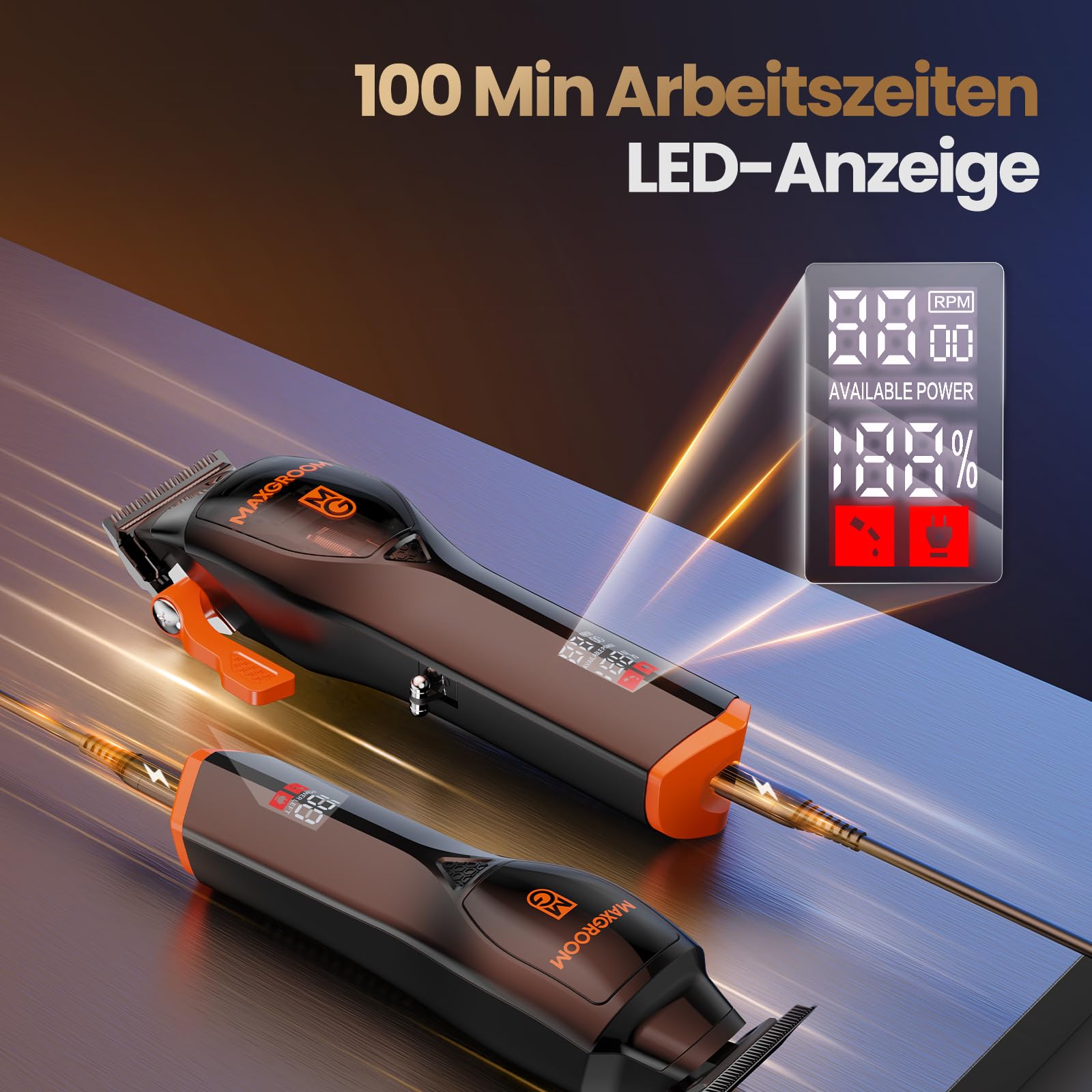 MAXGROOM Haarschneidemaschine Profi Set mit 9000 U/min Magnet-Motor, Diamantähnlich Beschichteten & Keramik-Klingen Haarschneider, Einstellbares Zero-Gap Konturen Haartrimmer, Akku, LED-Anzeige