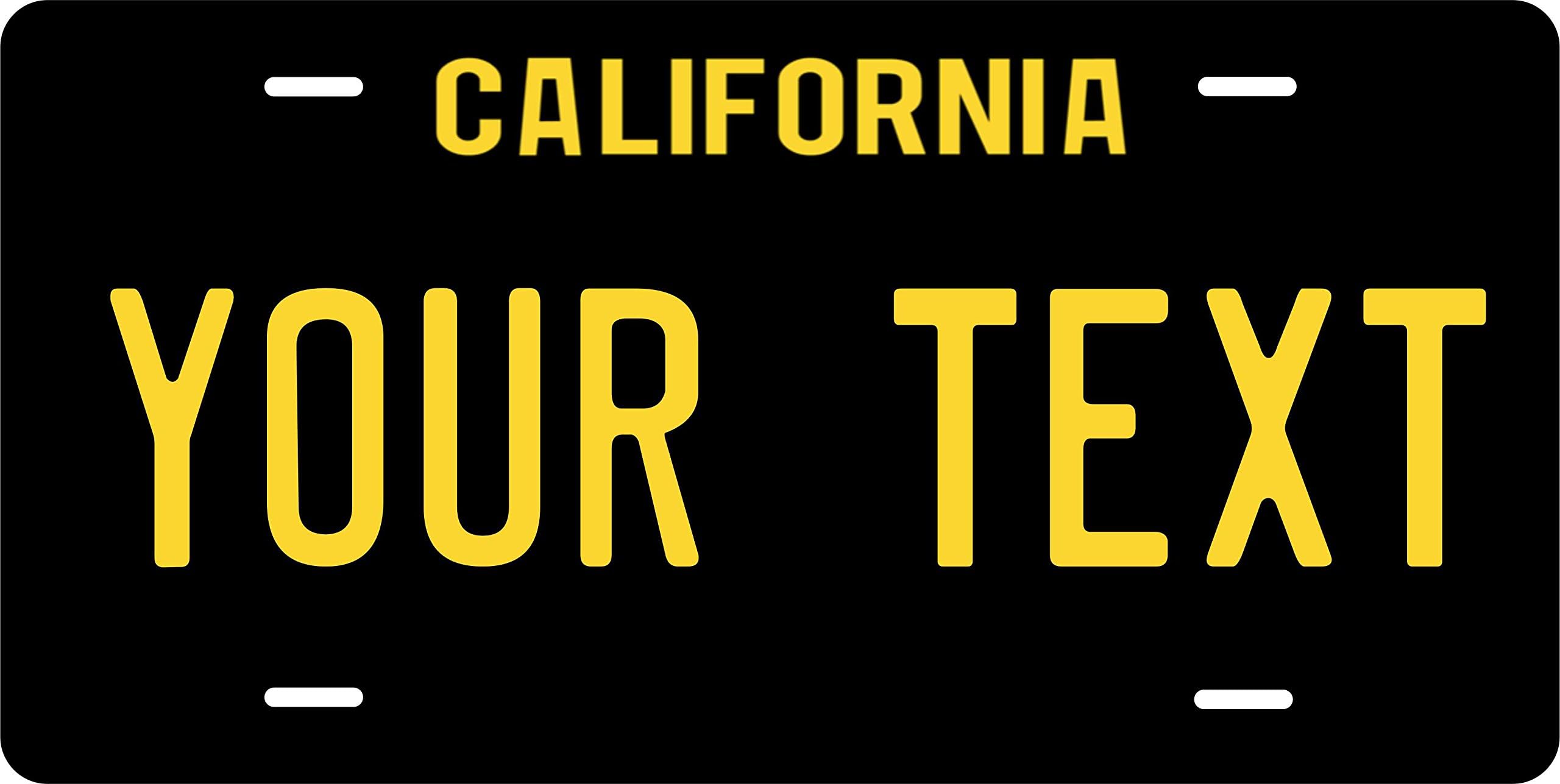 PhotoZoneGa 50 State Personalized Custom Novelty Tag Vehicle Auto Car Bike Bicycle Motorcycle Moped Key Chain License Plate (California Black)