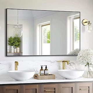 KOCUUY Black Bathroom Mirror, 55x36 Inch Large Wall Mirror with Aluminum...