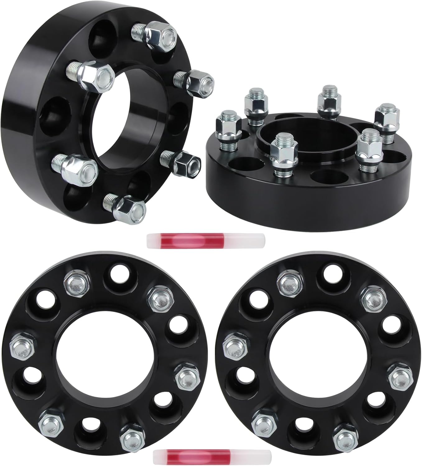 4pcs 6x135 Wheel Spacers 1.5 inch 38mm Thick, 6 Lug Wheel Adapters for 2015-2025 F150 Expedition, Navigator with M14x1.5 Studs and 87.1mm Hub Bore, 4pcs Black