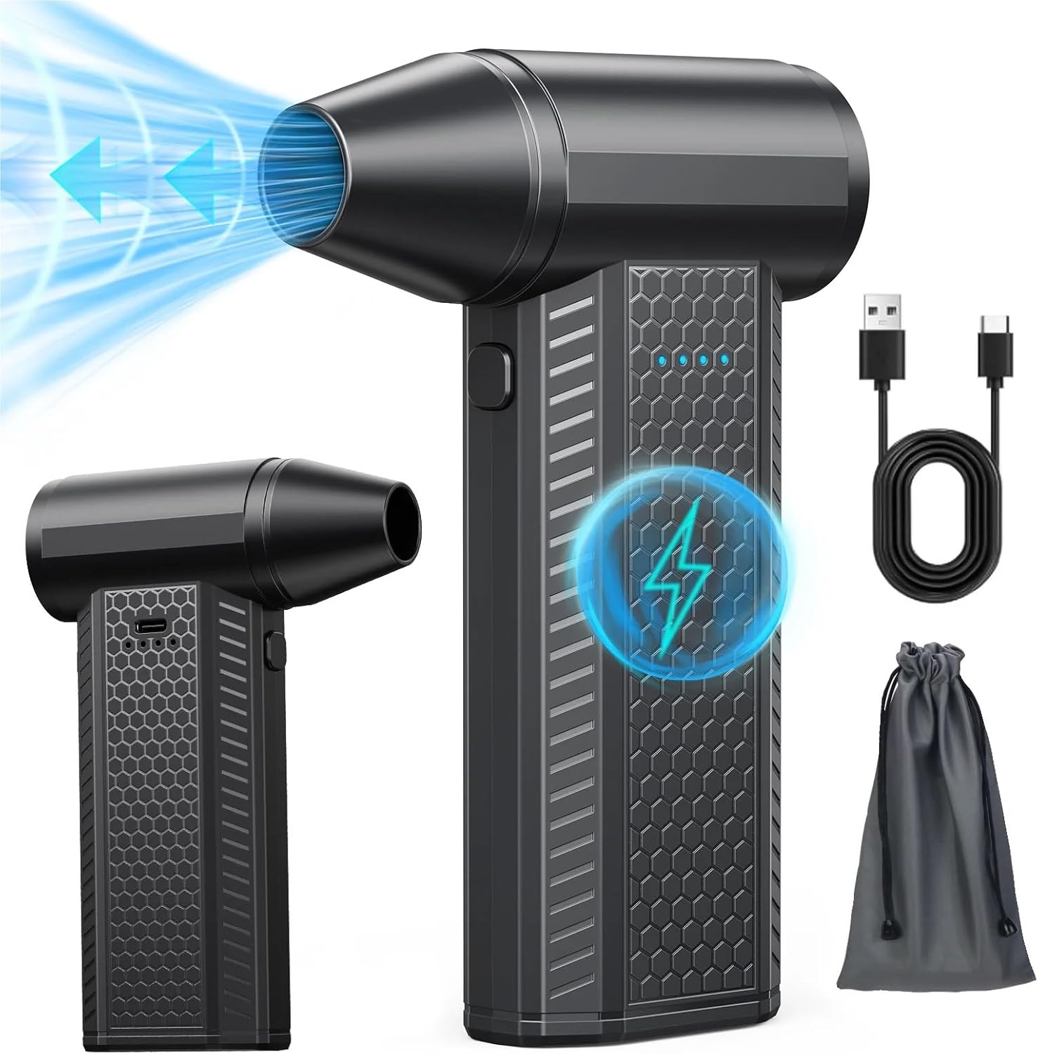 電動エアダスター エアブロワー 130000RPM スーパーパワー 充電式 3ギア ブラシレスモーター 車/PC/家庭用/屋外用