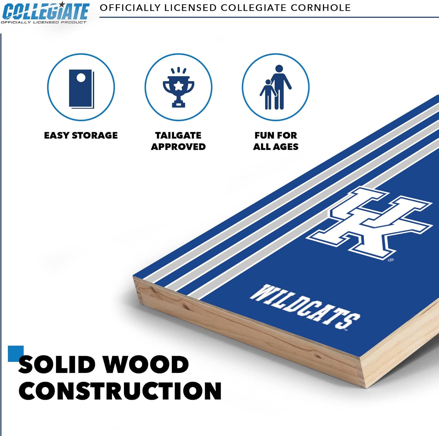 Wild Sports 2' x 3' Set with Direct Print HD Team Graphics – Great Gift for Any NCAA Fan! Bean Bag Toss Family Outdoor Games – Kentucky Wildcats