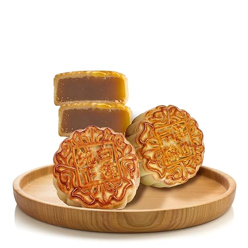 Vista 27 de KWOLYKIM 2 unidades de pasta de loto y pasta de frijoles rojos, pastel de luna tradicional chino postre tradicional de mediados de otoño, pastel