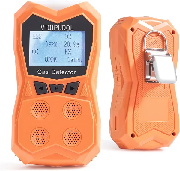 Gas Detector, 4 Gas Alarms for CO, O2, H2S and LEL, Multi Gas Leak Detector (Vibration, Visual, Audible) with High Sensitive Sensor, Rechargeable Gas Monitor with 16H Long Battery Life, IP65