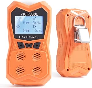 Gas Detector, 4 Gas Alarms for CO, O2, H2S and LEL, Multi Gas Leak Detector (Vibration, Visual, Audible) with High Sensitive Sensor, Rechargeable Gas Monitor with 16H Long Battery Life, IP65