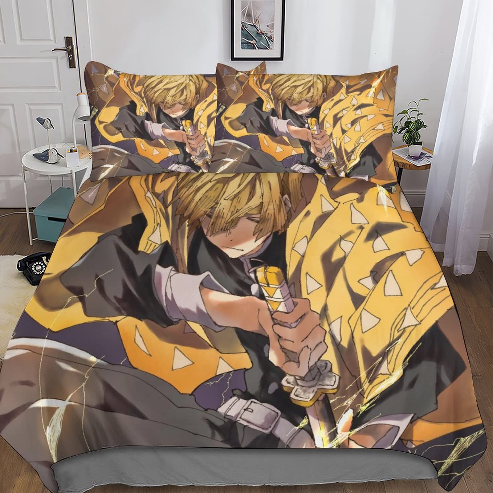 Housse de couette Demon Slayer anti-plis pour lit d'enfant et adolescent 200x200
