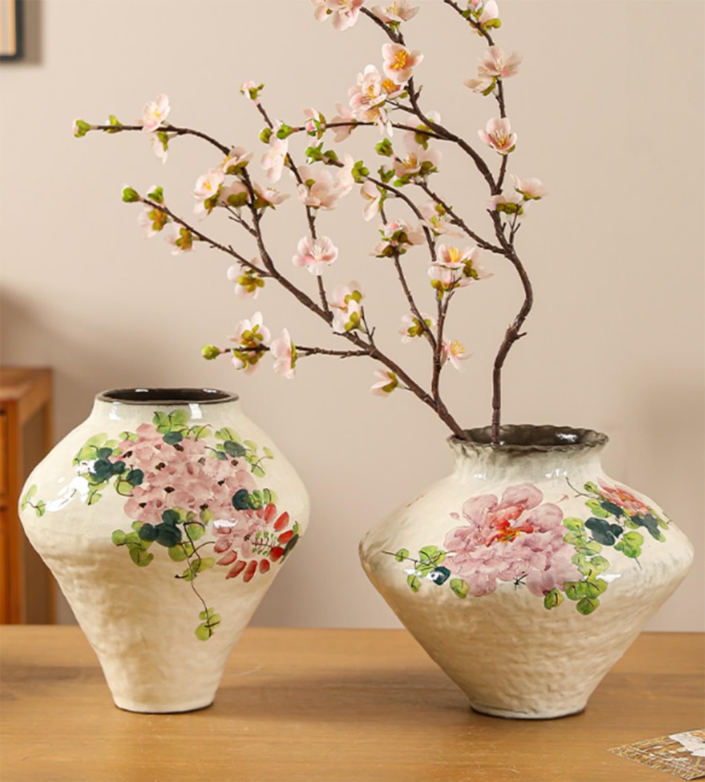 Wazony na kwiaty i wystrój domu, ceramiczny rustykalny wazon na kwiaty w stylu wiejskim, antyczny wazon z terakoty, dekoracja boho do domu, salonu, przedpokoju, na wesele,A