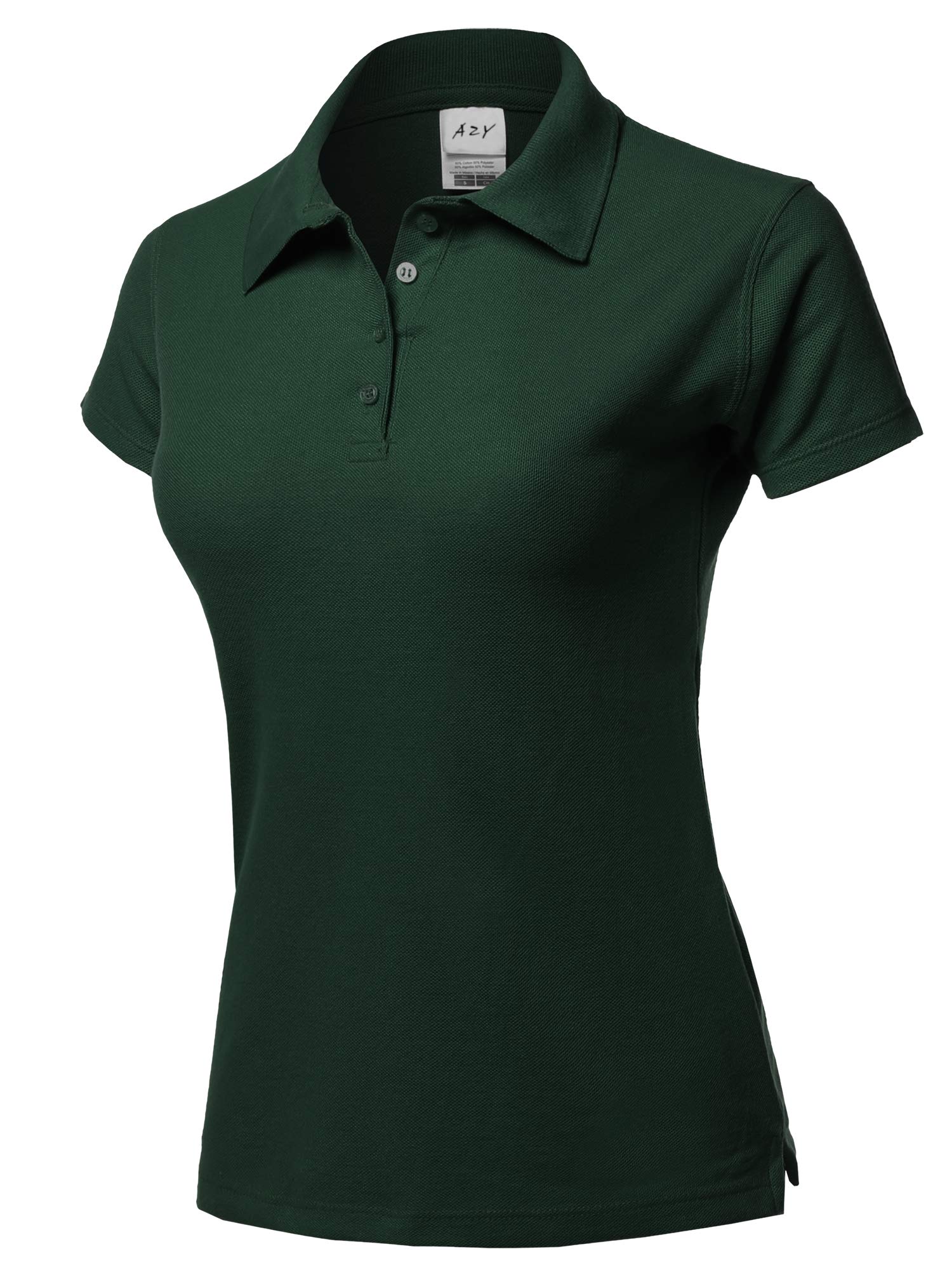 A2YWomen's Basic Casual Essentials 4-Button Junior-Fit PK Cotton Pique Polo Shirt