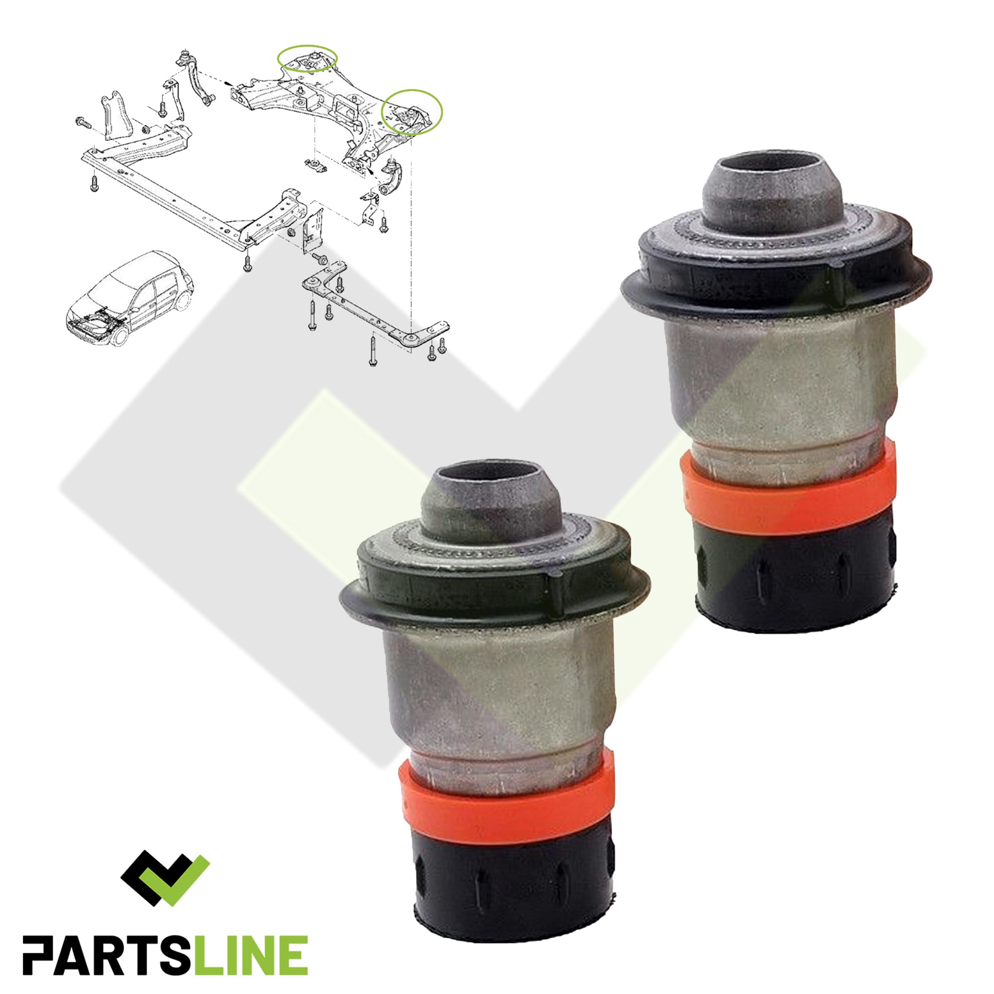Partsline (Lot de 2) Silent bloc butée de berceau moteur compatible avec Micra 3, Clio 3, Mé.gane 2, Modus, Scénic 2 8200275524 8200742904 8200742906
