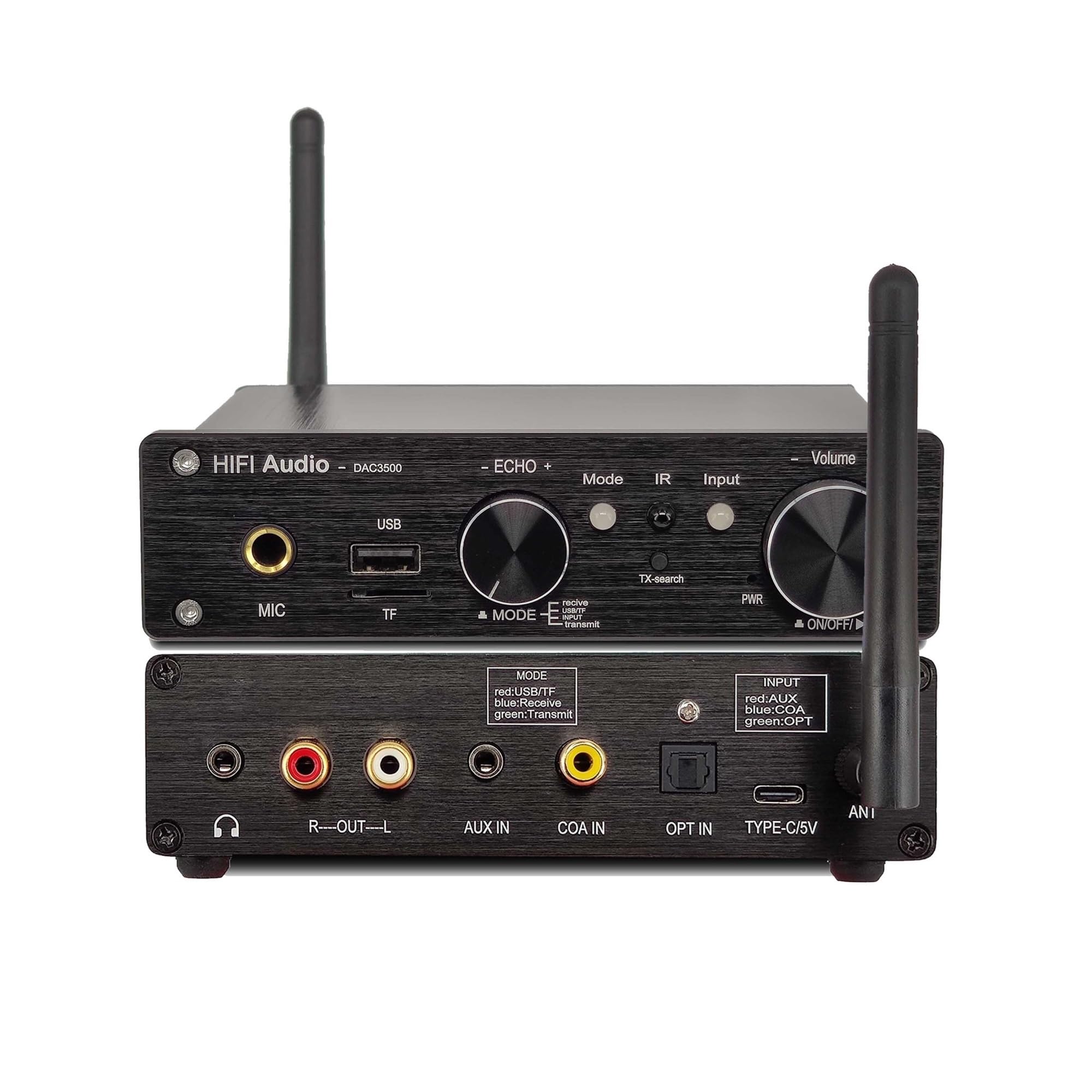 Przełącznik wideo, Nadajnik Odbiornik Komputer TV Przełącznik audio Adapter słuchawkowy muzyczny o niskim opóźnieniu Przedwzmacniacz mikrofonowy dla biur domowych, centrów danych(1)