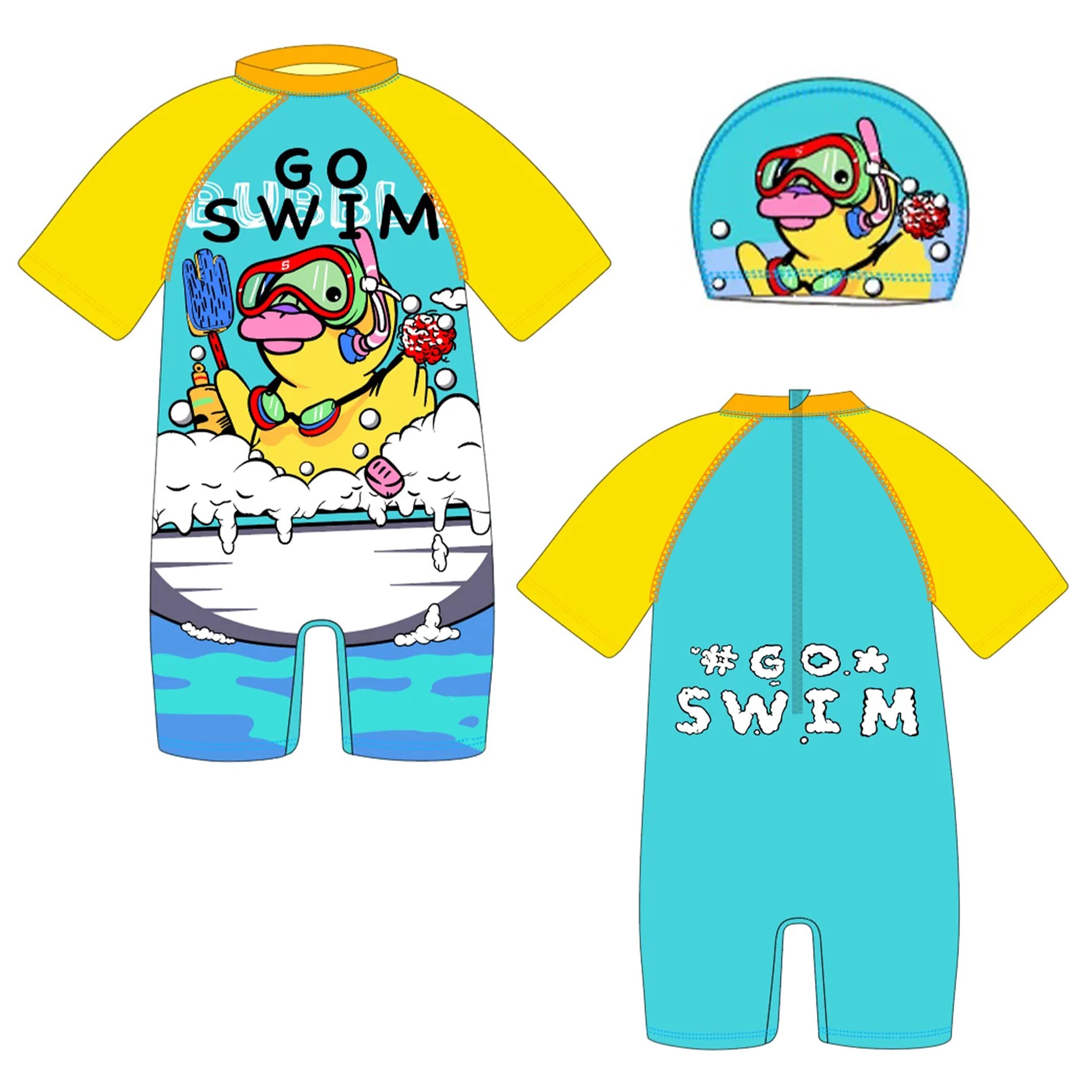 SG-MartSwimsuits One Piece Swimwear Sun Protection Quick Go Swim Design Toddler Summer Bathing Suit for Girls Baby Boys Kids (Size-4XL,1-Pcs) Yellow