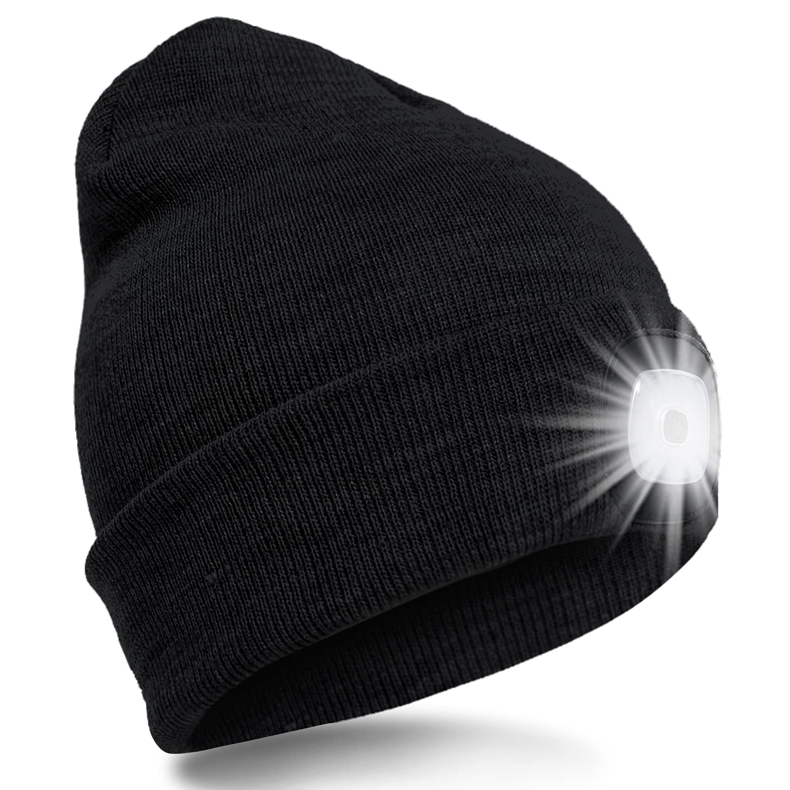 SPGOOD LED Beanie Cappello illuminato con luce, USB ricaricabile inverno caldo cappello LED con luce, lampada da corsa cappello per la pesca, jogger, campeggio, corsa